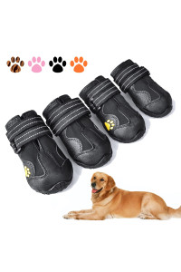 XSY&G Dog Boots,Waterproof Dog Shoes,Dog Booties with Reflective Velcro Rugged Anti-Slip Sole and Skid-Proof,Outdoor Dog Shoes for Medium to Large Dogs 4Ps-Size6