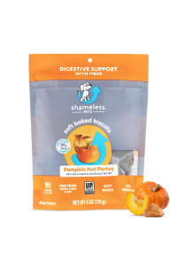 Shameless Pets Soft-Baked Dog Treats, Pumpkin Nut Partay - Natural & Healthy Dog Chews for Digestive Support with Fiber - Dog Biscuits Baked & Made in USA, Free from Grain, Corn & Soy - 1-Pack