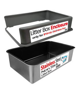 Stainless Steel Cat XL Litter Non-Stick Box and Pan Enclosure - for Kitty Cats Litter, Rust Resistant, Non Stick