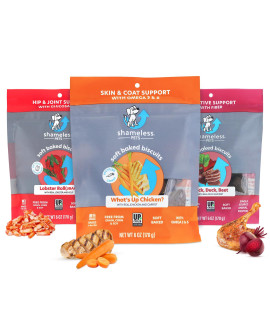 Shameless Pets Soft-Baked Dog Treats, Fish & Poultry Variety 3-Pack - Natural & Healthy Dog Chews for Small, Medium & Large Dogs - Dog Biscuits Baked & Made in USA, Free from Grain, Corn & Soy