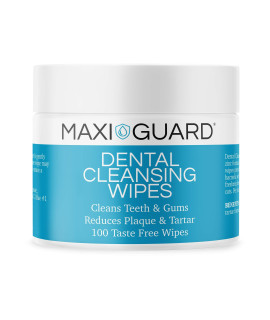 Maxi-Guard Dental Cleansing Wipes for Dogs, Cats, Horses and Companion Animals (100 Wipes), Light Blue/White