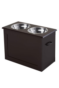 Pawhut Raised bowl holder for dogs of medium to large size with 2 bowls of F24 cm in stainless steel, 60 x 30 x 41 cm