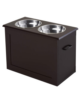 Pawhut Raised bowl holder for dogs of medium to large size with 2 bowls of F24 cm in stainless steel, 60 x 30 x 41 cm