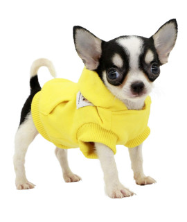 LOPHIPETS Dog Cotton Hoodies Sweatshirts for Small Dogs Chihuahua Puppy Clothes Cold Weather Coat-Yellow/XS