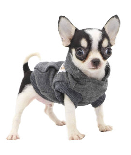 LOPHIPETS Dog Cotton Hoodies Sweatshirts for Small Dogs Chihuahua Puppy Clothes Cold Weather Coat-Charcoal/XS