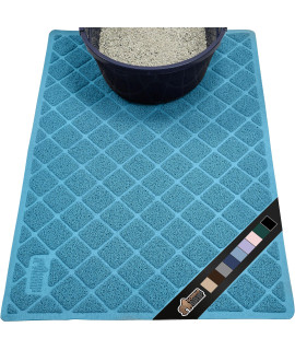 The Original Gorilla Grip 100% Waterproof Cat Litter Box Trapping Mat, Easy Clean, Textured Backing, Traps Mess for Cleaner Floors, Less Waste, Stays in Place for Cats, Soft on Paws, 35x23 Turquoise