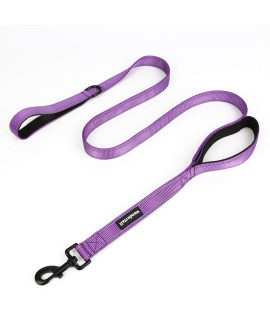 wondertail Two Handles Dog Training Leash,Control Safety Dogs Rope Leashes,Durable Highly Reflective Leashes for Small Medium Large Dogs,5ft (Purple)