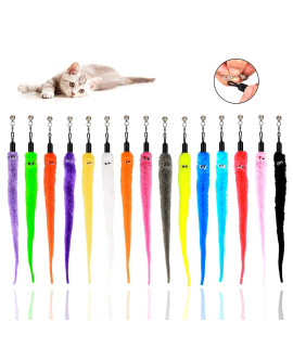 LASOCUHOO Cat Worm Toys, (15 Packs) Interactive Cat Wand Replacement, Cat Wand Refill Attachments for Most Cats Kittens
