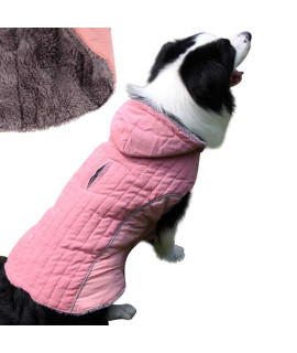 JoyDaog Fleece Dog Hoodie for Large Dogs Super Warm Doggie Jacket for Cold Winter Dog Coats,Pink XXXL