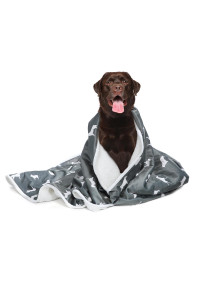 LUCKITTY Waterproof Dog Blankets,Suit UP to 50 LBS Large Dogs,Dogly Print Washable Puppy Blanket for Couch,Car,Bed Protection,Reversible Fluffy Sherpa Fleece Plush Pet Throws,40Wx50L,Grey