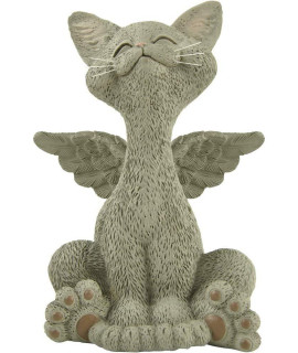 Bereavement Memorial Grey Cat Angel Figurine with Angel Wings Cat Loss Sympathy Gift - Happy Cat Collection - Cat Bereavement Gifts, Cat Memorial, Cat Loss Gifts, Cat Lover Gifts