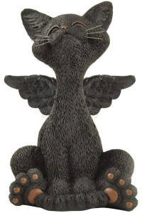 Whimsical Black Cat Angel Figurine with Angel Wings - Happy Cat Collection - Gifts for Cat Lovers, Cat Lover Gifts for Women, Cat Lover Gifts for Men, Cat Decor for Cat Lovers, Cat Memorial Gifts