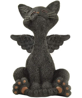 Whimsical Black Cat Angel Figurine with Angel Wings - Happy Cat Collection - Gifts for Cat Lovers, Cat Lover Gifts for Women, Cat Lover Gifts for Men, Cat Decor for Cat Lovers, Cat Memorial Gifts