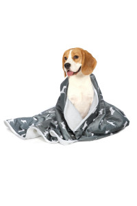 LUCKITTY Waterproof Dog& Cat Blankets,Suit UP to 35 Lbs Medium Pets,Dogly Print Washable Puppy Blanket for Couch,Car,Bed Protection,Reversible Fluffy Sherpa Fleece Plush Pet Throws,30Wx40L,Grey
