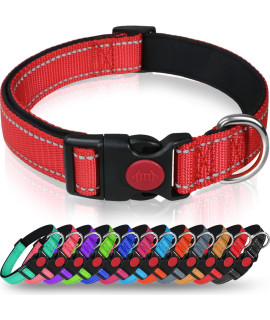 Taglory Reflective Dog collar with Safety Locking Buckle, Adjustable Nylon Pet collars for Small Dogs Female Male, S, Red