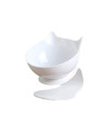 cat Elevated Bowl with Raised Stand, 15 Degree Tilted Design Neck guard Stand Raised Pet Food Water Feeder Bowl for cats or Small Dogs