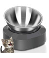 AYADA Raised Cat Food Bowl, Stainless Steel Cat Dish for Food Water Anti Vomiting Elevated with Stand Ergonomic Lifted Slanted Tilted 15 Angle Metal Single Kitty Kitten Wet Food Bowl Pet Bowl (Single)