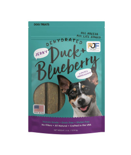Pet Jerky Factory Premium Dog Treats 100% Human Grade USA Made Grain Free Duck and Blueberry, 5 oz.