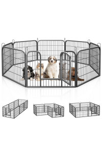 Dog Fence Puppy Pen Outdoor Pet Playpen Portable Dog Kennel Indoor Large Enclosure Heavy Duty Metal Play Yard Gate for Small Medium Dogs Rabbits Cats 8 Panels (31Lx24H-8Panels)