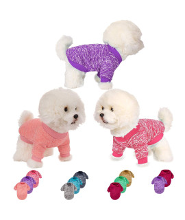 MOIRIG Dog Sweater, Dog Sweaters for Small Dogs, 3 Pack Warm Soft Pet Clothes for Puppy, Medium Large Cat, Dogs Girl or Boy, Dog Shirt for Winter Christmas (X-Small, Pink+Purple+HotPink)
