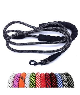 MayPaw Heavy Duty Rope Dog Leash, 14 x 6FT Nylon Pet Training Leash, Soft Padded Handle Thick Lead Leash for Small Dogs (14 6, Black)