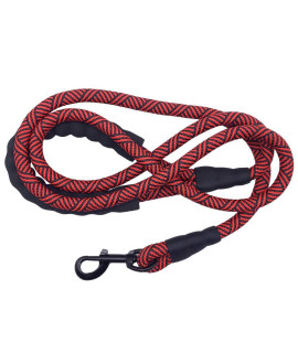 MayPaw Heavy Duty Rope Dog Leash, 3/4/5/6/8/10/12/15 FT Nylon Pet Leash, Soft Padded Handle Thick Lead Leash for Large Medium Dogs Small Puppy(1/2 6', red Black)