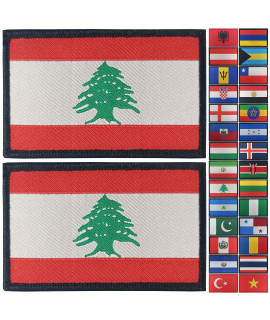 JBcD 2 Pack Lebanon Flag Patch Lebanese Flags Tactical Patch Pride Flag Patch for clothes Hat Patch Team Military Patch