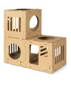 Navaris Modular Cardboard Cat House - DIY Corrugated Cardboard Configurable Play Tower Condo for Small Cats, Kittens, Rabbits - 3 Cubes