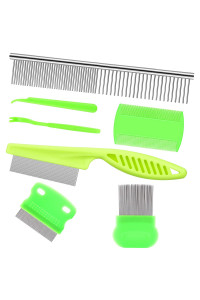 Lamoutor 7Pcs Pet Flea Comb Fine Tooth Comb and Pet Stainless Steel Combs for Dogs Cats Pet