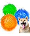 SHARLOVY Squeaky Balls for Dogs Small, Fetch Balls for Dogs Rubber 3 Pack Bright Colors TPR Puppy Toys Dog Toy Balls Dog Squeaky Toys Spike Ball Dog Chew Toys for Small (Set of 3, Multi)