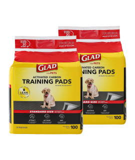 Glad for Pets Black Charcoal Puppy Pads, 100 Count -2 Pack Puppy Potty Training Pads That Absorb & NEUTRALIZE Urine Instantly New & Improved Quality Puppy Pee Pads,Gray