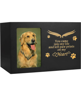 BAMTALK Pet Urns for Dogs or Cat Ashes, Dog Keepsake Box Cremation Urn, Pet Memorial Box, Pet Cremation Urn with Photo Frame,Large Wooden Urn for Dog Ashes, Pet Loss Memorial Gifts (170 Cubic Inches)