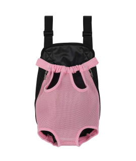 GEEPET Legs Out Front-Facing Dog Carrier Hands-Free Adjustable Pet Puppy Cat Backpack Carrier for Walking Hiking Bike and Motorcycle (Medium, Pink)