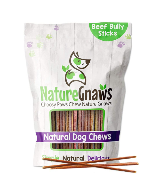 Nature Gnaws Super Skinny Bully Sticks for Small Dogs - Premium Natural Beef Dental Bones - Tasty Thin Dog Chew Treats for Toy Breeds & Puppies - Rawhide Free