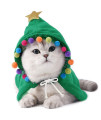 ANIAC Pet Dog Christmas Costume Puppy Cloak with Star and Pompoms Cat Santa Cape with Hat Winter Dog Outfit for Cats and Small Dog (Medium, Green)