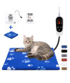 Rest-Eazzzy Pet Heating Pad Indoor, Dog Heating Pad Mat with Removable Cover, with 5-Level Timer 5-Level Temperature, Electric Pet Warming Mat for Cat Dog Automatic Power-Off (Blue, 18 X 18)