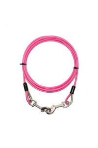 SOMIDE 10ft Dog Tie Out Cable for Pet Up to 396 Pounds, with Heavy Duty Metal Swivel Hooks for Camping Outdoor Yard Pink