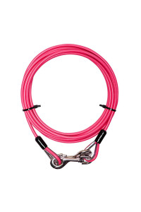 SOMIDE 15ft Dog Tie Out Cable for Pet Up to 396 Pounds, with Heavy Duty Metal Swivel Hooks for Camping Outdoor Yard Pink