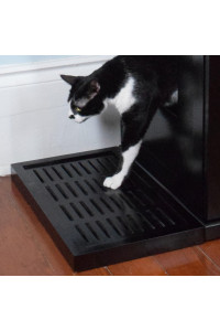 THE REFINED FELINE Litter Catch for The Refined Litter Box Enclosure Cabinet in Black Espresso, Solid Wood with Slots to Catch Stray Litter As Cats Exit The Litter Box, Trap Door for Easy Emptying