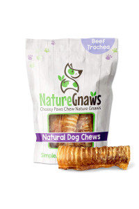 Nature Gnaws Beef Trachea for Dogs - Premium Natural Beef Bones - Simple Single Ingredient Crunchy Dog Chew Treats - Rawhide Free