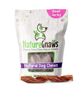 Nature Gnaws - Beef Jerky Springs for Dogs - Premium Natural Beef Gullet Sticks - Simple Single Ingredient Tasty Dog Chew Treats - Rawhide Free - 8 Inch