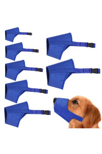 CILKUS Dog Muzzles Suit, 7 PCS Adjustable Breathable Safety Small Medium Large Extra Dog Muzzles for Anti-Biting Anti-Barking Anti-Chewing Safety Protection (Blue)