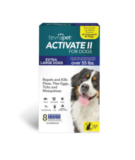 Activate II Flea and Tick Prevention for Dogs, XL Dogs 55+ lbs, Fast Acting Flea Drops, 8 Count