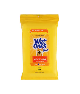 Wet Ones for Pets Paw & Tushie Dog Wipes with Chamomile Dog Wipes for All Dogs in Tropical Splash Scent, Wipes with Wet Lock Seal 30 Ct Pouch Dog Paw Wipes