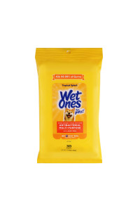 Wet Ones for Pets Multi-Purpose Dog Wipes with Aloe Vera Dog Wipes for All Dogs in Tropical Splash Scent, Wipes with Wet Lock Seal 30 Ct Pouch Dog Wipes