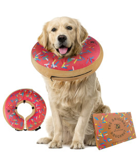 Dog Donut Collar | Great Alternative to a Traditional Dog Cone or a Soft Dog Cone Collar | Our Inflatable Dog Cone is an Excellent Cone for Dogs After Surgery | Dog Cones for Large Dogs (Pink)
