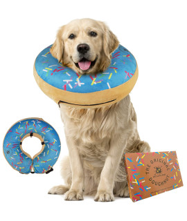 Dog Donut collar great Alternative to a Traditional Dog cone or a Soft Dog cone collar Our Inflatable Dog cone is an Excellent cone for Dogs After Surgery Dog cones for Large Dogs (Blue)