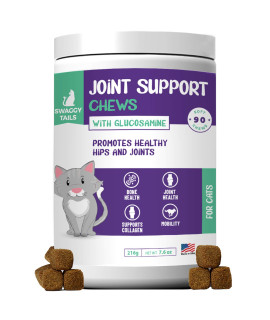 SWAGGY TAILS Glucosamine for Cats, Joint Inflammation Supplement, Cat Joint Chews - Joint Support for Cats with MSM, Chondroitin, Antioxidants - Premium Arthritis Pet Supplements (90 Chews)