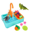 iFcOW Bird Bathtub, Pet Bird Multi-Functional Bathtub Automatic Parrots Bathroom Bird Shower Tub with Toy