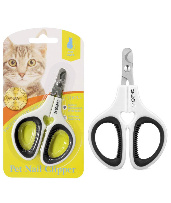 OneCut Pet Nail Clippers, Update Version Cat & Kitten Claw Nail Clippers for Trimming, Professional Pet Nail Clippers Best for a Cat, Puppy,Rabbit, Kitten & Small Dog,Sharp & Safe (Black)